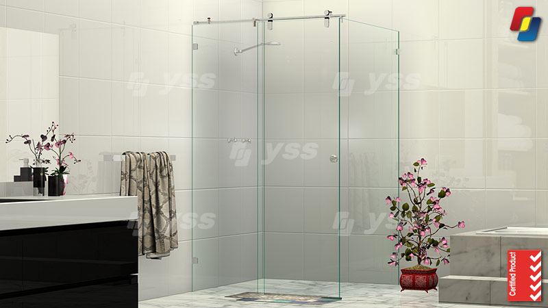 Frameless Shower Screen - HE Corner Sliding Shower Screen Model | sliding showerscreen