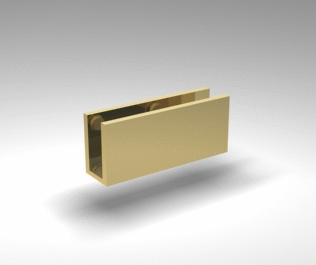 shower screen u-shape floor bracket fitting - brushed gold