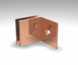 shower screen glass to wall bracket fitting - brushed copper