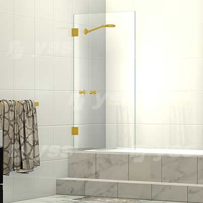 Frameless Single Door Shower Bath Screen Brushed Brass