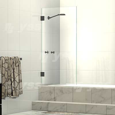 Frameless Single Door Shower Bath Screen Brushed Gunmetal