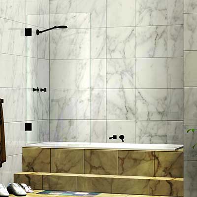 Frameless Single Door Shower Bath Screen Matte Black