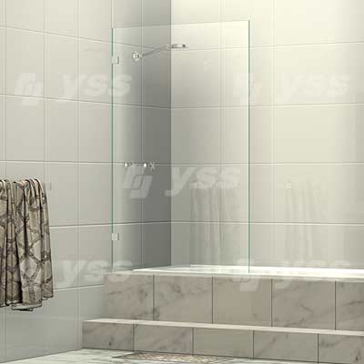 Frameless Single Fixed Shower Bath Screen Brushed Nickel