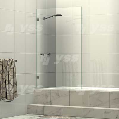 Frameless Single Fixed Shower Bath Screen Brushed Gunmetal