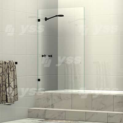 Frameless Single Fixed Shower Bath Screen Matte Black