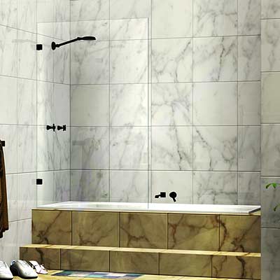 Frameless Single Fixed Shower Bath Screen Matte Black