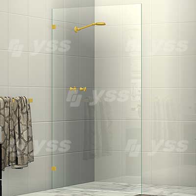 Frameless Single Fixed Panel Shower Screen Gold