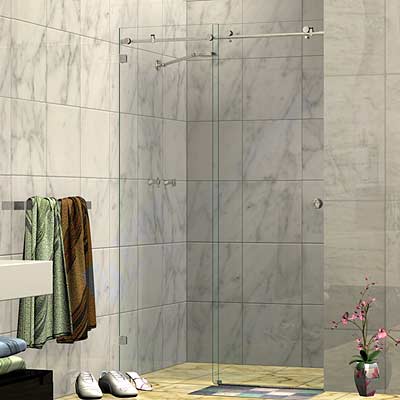 Frameless Two Panel Wall To Wall Sliding Shower Screen