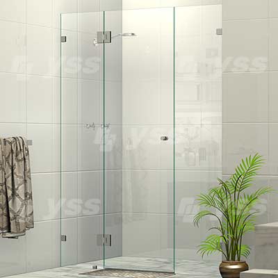 Frameless Wall To Wall Dual Shower Screen Brushed Nickel