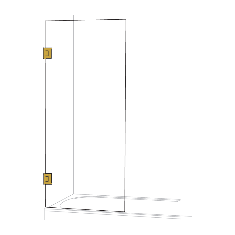Frameless Single Door Shower Bath Screen Brushed Brass