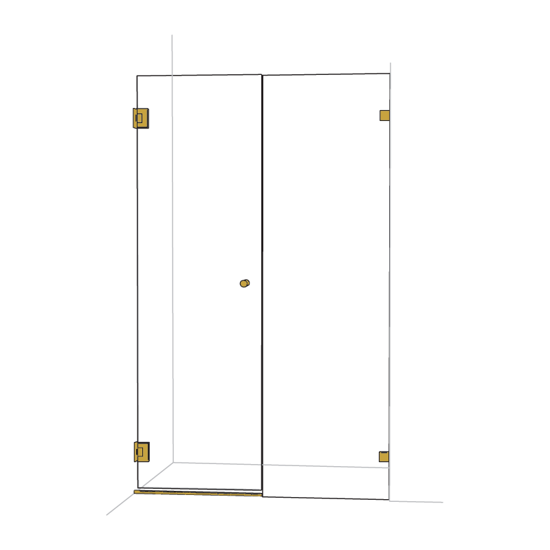 Wall Mount Door Frameless Wall To Wall Shower Screen Brushed Brass