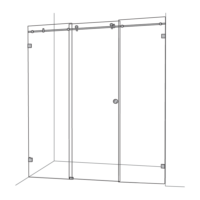 Frameless Three Panel Wall To Wall Sliding Shower Screen