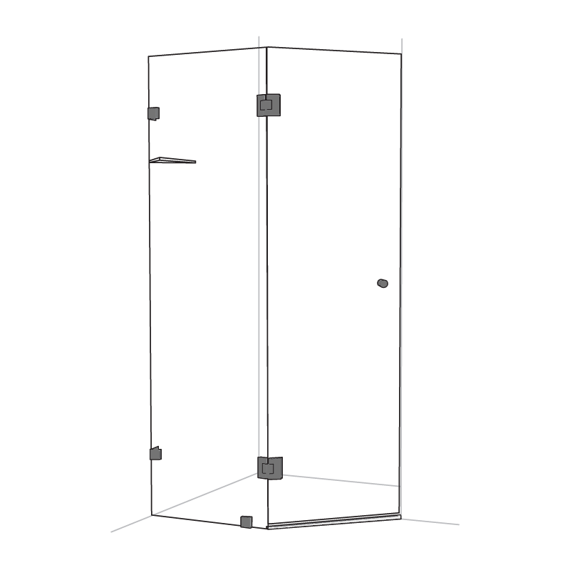 Frameless Two Panel Splay Shower Screen - Brushed Gunmetal