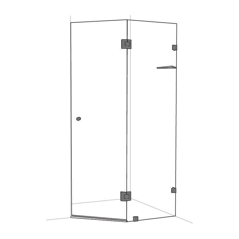 Frameless Two Panel Splay Shower Screen Brushed Gunmetal